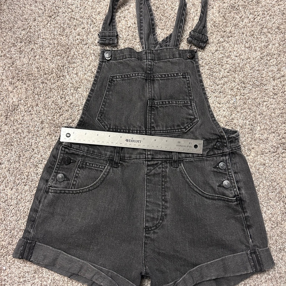 We The Free Charcoal Denim Short Overalls
